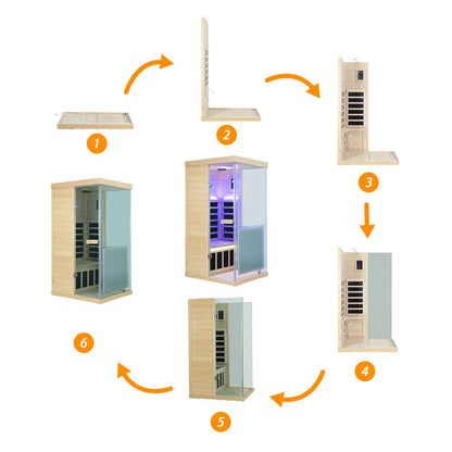 Wizzisauna 909MX Mini 1 Person Infrared Sauna 3 Sides Large glass panels