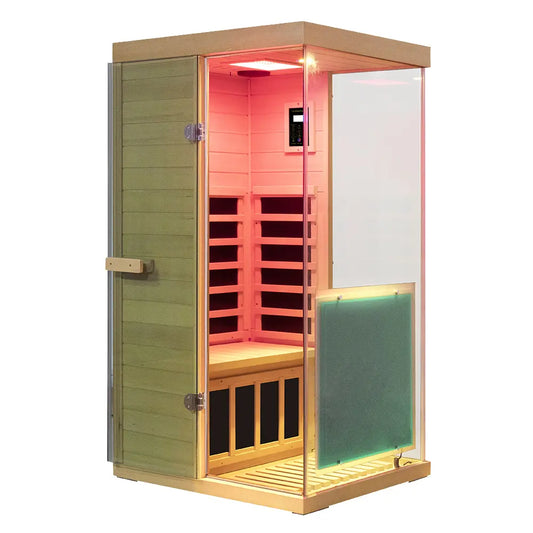 Wizzisauna 909MX Mini 1 Person Infrared Sauna 3 Sides Large glass panels