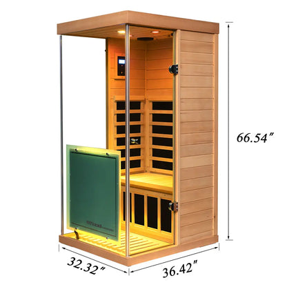 Wizzisauna 909MH Mini 1 Person Far Infrared Sauna Hemlock